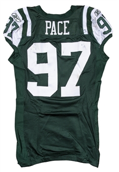 2011 Calvin Pace Game Used & Photo Matched New York Jets Home Jersey Used For 2 Games (Jets/MeiGray)